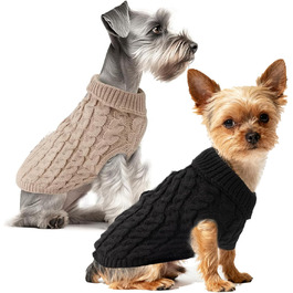 Теплий зимовий пуловер для собак, 2 шт. - пуловер з коміром-хомутом для дрібних собак, теплий одяг для цуценят