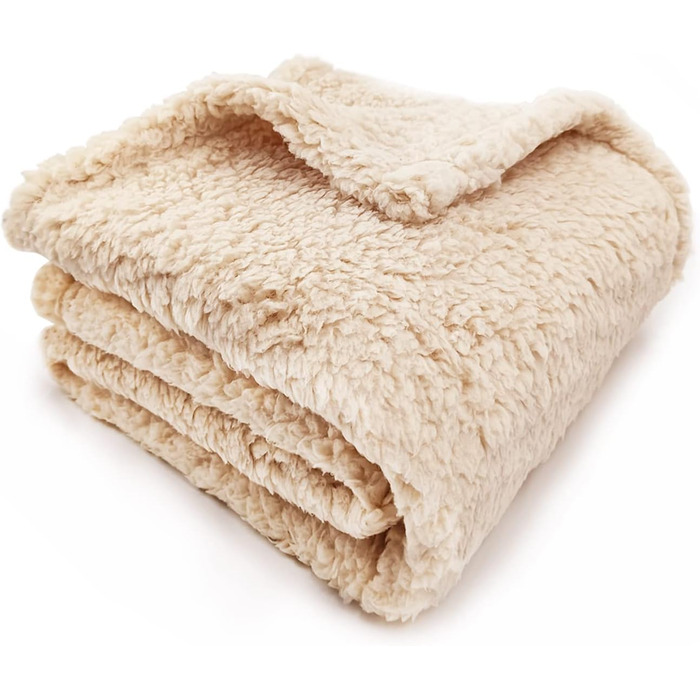 М'яка тепла флісова ковдра для собак та котів 100x120 см, машинного прання, бежева