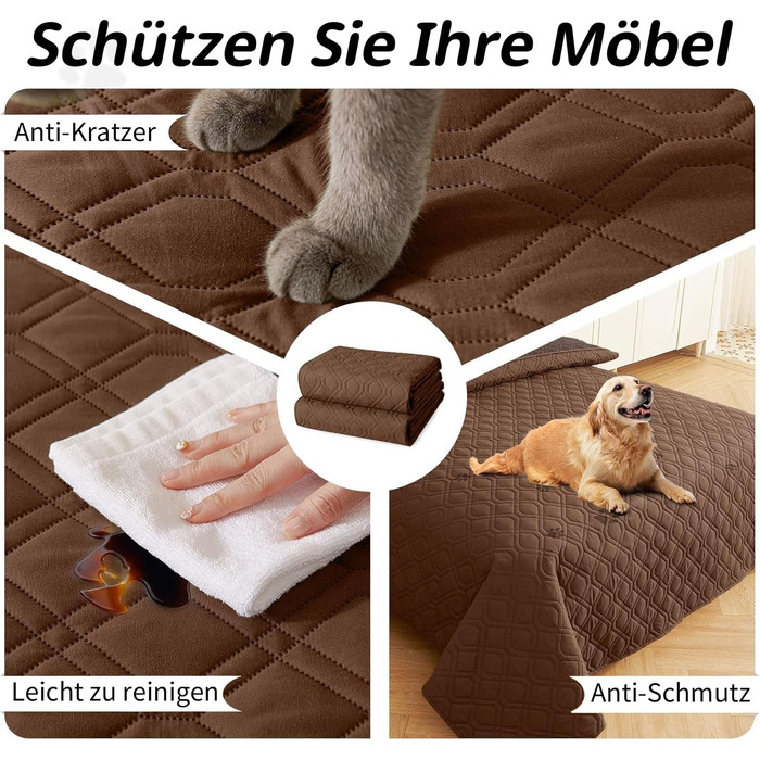 Водонепроникний килимок для собак Homaxy, килимок для собак на вулицю, миється, двосторонній, м'який килимок для котів, для дивану, ліжка, в подорожі (130x100 см, 203x152 см, коричневий+шоколадний)