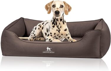 Ортопедичне ліжко для собак Knuffelwuff Oliver, розмір S, темно-коричневе | Зносостійке покриття штучної замші | Memory Foam | Водовідштовхувальне, пральне | Для суглобів, міцне, для собак маленьких та великих розмірів, 70 x 50 x 20 см, темно-коричневе