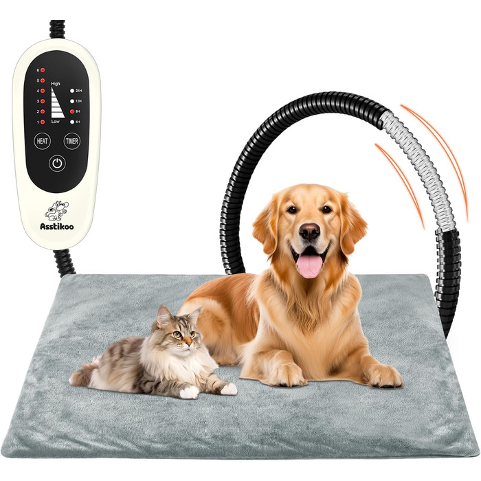Електричний килимок для обігріву домашніх тварин (кішки та собаки), регульований, з таймером та температурою 30-55°C, розміри M (45*45 см) та L (70*45 см)