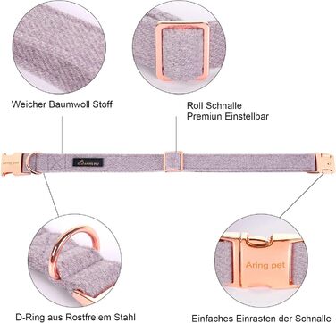 Нашийник для собак на Різдво Aring Pet, бавовняний нашийник з бантом, милий дизайн, з металевою застібкою, для великих собак (XL, лавандовий)