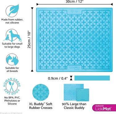 LickiMat X Large для собак великих порід: заспокоювач, повільний годівник, антистрес, альтернатива іграшкам-головоломкам, для арахісової пасти, вологого корму, здорових ласощів - блакитний