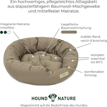 Еко-лежак для собак HOUND & NATURE St. Moritz, круглий, м'який, праний, донат для середніх собак, 77x70 см, колір тауп
