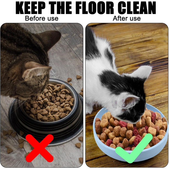 Набір з 4 миски для котів, 18 см, силікон, для сухого та вологого корму (темно-зелений, світло-рожевий, скандинавський блакитний)