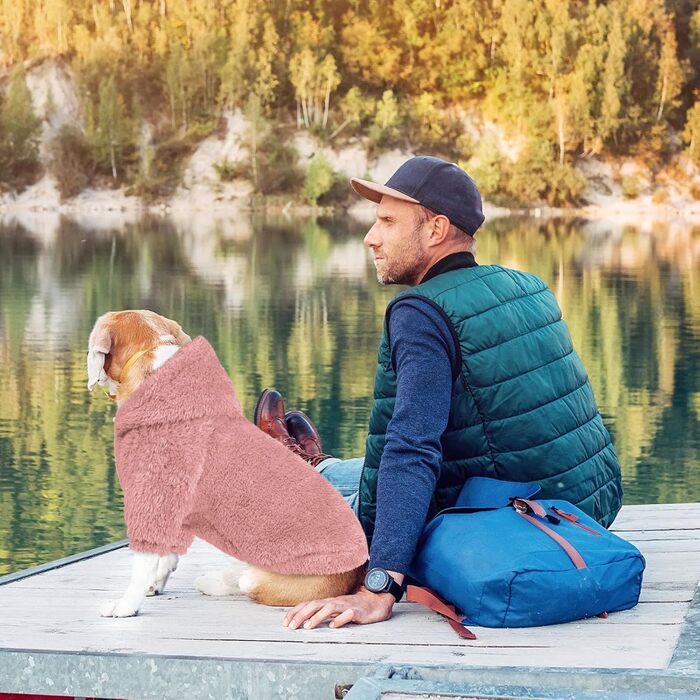 Теплий пуловер з капюшоном для великих собак Pelziger, рожевий, двосторонній, з флісовою підкладкою, Sherpa-куртка (-XL) (Large)
