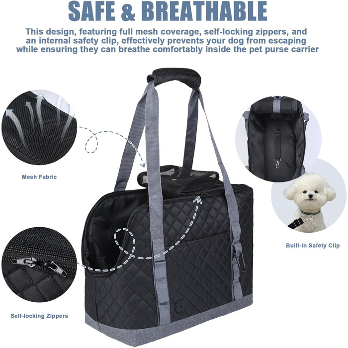 Сумка-переноска для собак та котів, чорна, дихаюча, з кишенями, для маленьких собак, цуценят, кроликів, миючий матеріал