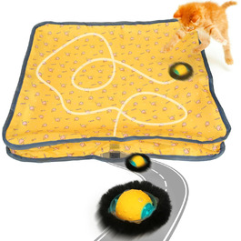 Інтерактивна іграшка для котів: тиха електрична іграшка для дорослих котів, активується рухом, з цвіріканням, ідеально на подарунок (жовта)