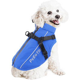 Водонепроникна куртка для собак PceOllar, тепла та вітронепроникна, з світловідбиваючими елементами, для маленьких собак та цуценят, блакитна
