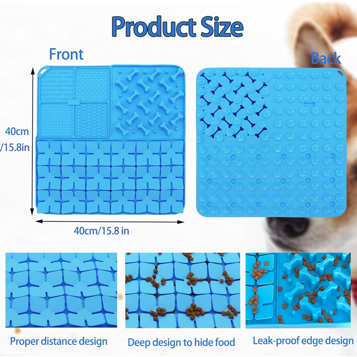 Килимок для собак з силікону, повільне годування, килимок-іграшка з присосками, 40x40 см, фіолетовий