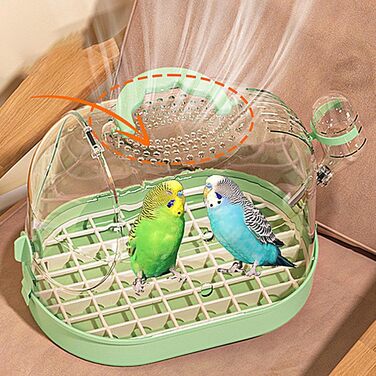 Переносна клітка для птахів: зручна транспортна коробка з безпечним замком (зелено-біла)