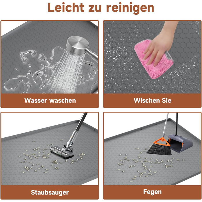 Килимок під лоток для котів 80x56 см, силіконовий, водонепроникний, легко миється, неслизький - сірий