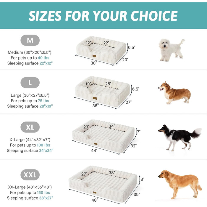 Ортопедичне ліжко для собак з штучного хутра, великі породи, диван з високопідтримуючим пінополіуретаном та водонепроникним чохлом, неслизьке, м'яке, тепле, пране, C-подібне, розмір XL (бежевий)