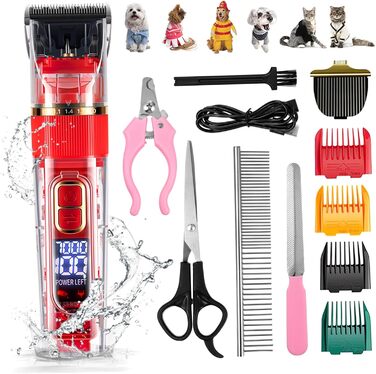 Набір для стрижки тварин Toyvian: бездротовий тример, тихий, миється, з акумулятором та індикатором заряду (для собак та котів)