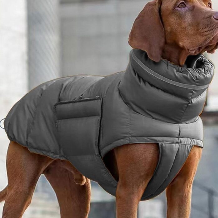 Зимові куртки для собак, тепла зимова куртка для великих собак, одяг для холодної погоди (сірий)