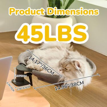 Кішка-гамак CATISM: крутиться на 360°, зручне ліжко-кошик для котів, сірий, 36x38 см, до 20 кг