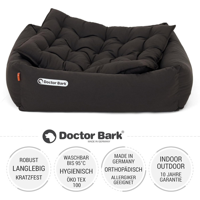Ортопедичне ліжко для собак Doctor Bark - миється до 95°C, гігієнічне, без запаху, з м'якою підстилкою для собак середніх порід (S - 70x60 см, Коричневе)