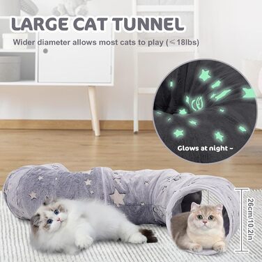 Туннель для котів з ліжком, великий, м'який, круглий, для дому