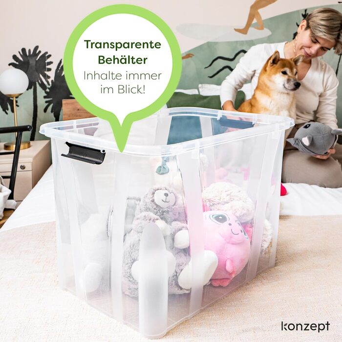 Ящик для зберігання Konzept з кришкою, 55L, BPA-free, міцні затискачі