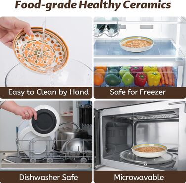 Набір мисок для котів Kitwinney з неслизьким дном, кераміка, миски для корму, силіконове дно, миски для котів з вусиками, миски для годування котів, кошенят, маленьких собак, багато кольорів / Хвилі океану (Ocean Tides), глибокі