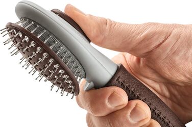 HUNTER SPA щітка для грумінгу самоочисна, для собак, 22,5 x 8,0 см, L, сіра / коричнева (19 см)