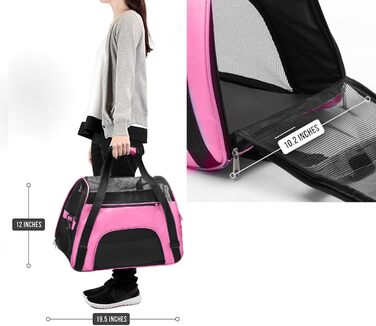 Сумка-переноска для тварин з м'якими боковинами, рожева (M)