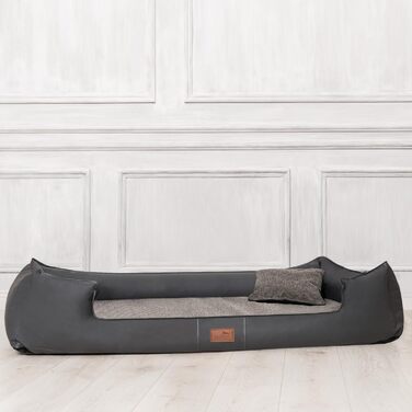 Ортопедичне ліжко для собак Tierlando® Linus Ortho Plus, 110x90 см, з віскоеластичною матрацом, штучна шкіра, графіт