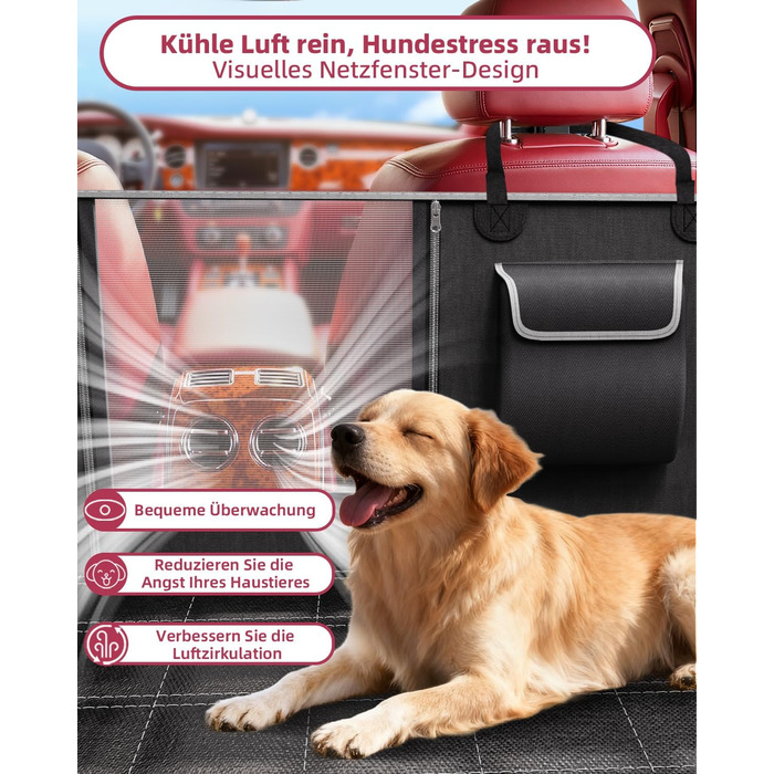 Накладка на сидіння автомобіля для собак, 100% водонепроникна, захист від подряпин, універсальна для легкових автомобілів, вантажівок та SUV, з захистом боків та вікном для спостереження