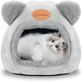 Кігтеточка-будиночок для котів, м'яке ліжко-хатинка, тепле затишне місце для сну, сірий колір