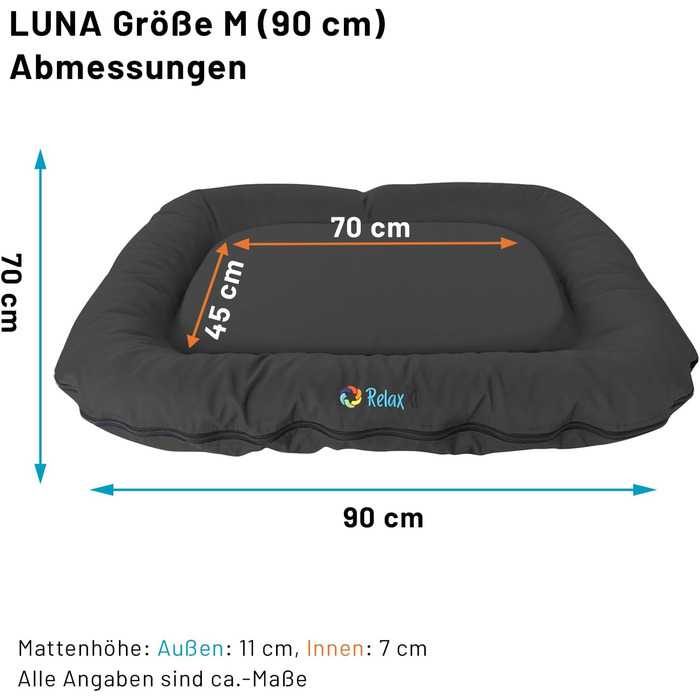 Ортопедичне собаче ліжко для відпочинку на вулиці Luna: 70x55 см, 60°C, Vicochaum, стійке до подряпин, для маленьких собак (M, Чорний)
