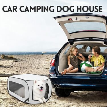 Складана переноска для собак 92x52x52 см з подвійними дверцятами - безпечна для подорожей на авто, з вентиляцією, Pop-Up, з оксфордської тканини, для собак/кішок до 30 кг (Зелена/Сіра)