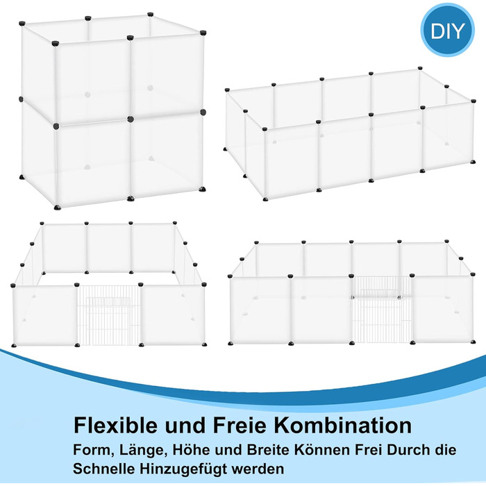 Клітка-вольєр для кроликів та морських свинок ORHEYA, 145x75x48 см, з дверцятами, DIY, пластик