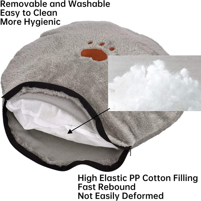 Кругле ліжко для собак та котів Queta. Тепле, миється, зручне ліжко для домашніх тварин (сірий)