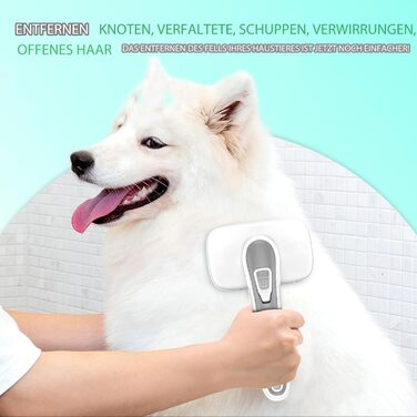 Щітка для вичісування шерсті самоочищувана, для собак та котів з довгою та короткою шерстю, сіра