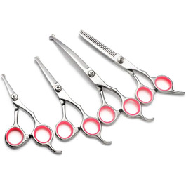 Набір професійних ножиць для грумінгу домашніх тварин, з нержавіючої сталі. Ножиці для стрижки, розріджуючі ножиці, вигнуті ножиці, безпечні закруглені кінчики.