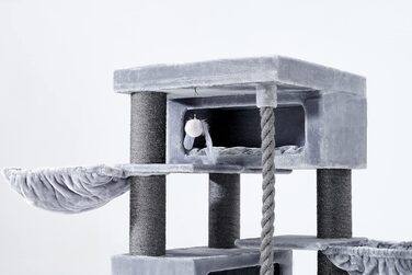 Дряпак Petrebels Turnpike XXL 200 см для великих котів, товсті стовпи Ø15 см, Maine Coon, сірий, 76x76x200 см