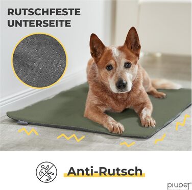 Самогріюча ковдра для собак PiuPet® 90x60 см. Тепла, фланелева ковдра на диван для собак. Зелена