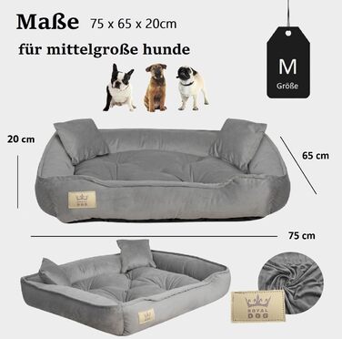 Крісло-ліжко для собак великих порід, зелене (сірий), 75 x 65 см, з велюру, ортопедичне, легко миється, силіконова наповнювач