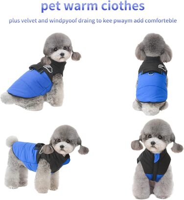 PETCUTE Зимовий теплий нашийник для собак, водонепроникний, для малих, середніх та великих собак, з отвором для повідка, ідеальний для зими, осені, весни (L, блакитний)