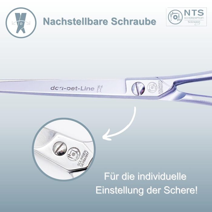 Ножиці для собак NTS-Solingen 18 см: професійні, з нержавіючої сталі, з безпечним наконечником