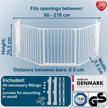 Захисне бар'єр BabyDan Flex XXL, 90-350 см, чорний, датського виробництва - для каміну, сходів, поділу кімнат, безпеки дітей та тварин