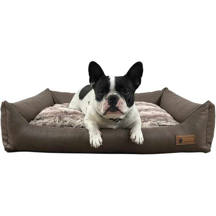 Крісло-ліжко для собак Емма з ортопедичною подушкою, з штучної шкіри, легко миється та періться (M 70x90 см)
