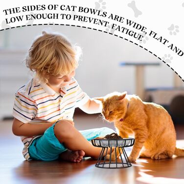 Підвищений годівниця для котів Rtteri, антиковзаюча, з металевим підставкою, керамічна, чорна/біла