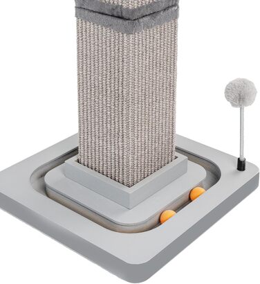 Котячий стовпчик для дряпання Carla з іграшками - інтерактивна котяча іграшка для самостійних занять. Висота 82 см, діаметр 20 см. (Антрацит, 33 x 33 x 67 см)