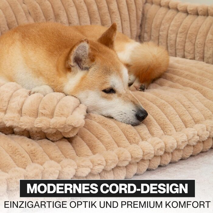 Софа для домашніх тварин Chaffar: ліжко для собак та котів з ортопедичним матрацом, сучасний стиль, матеріал - Cord, розмір XL (120 см)