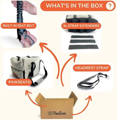 Автокрісло для собак Mittelkonsole для маленьких собак та цуценят, 2,3–5,9 кг, підлокітник, безпечні ремені, кишені для зберігання, сірий