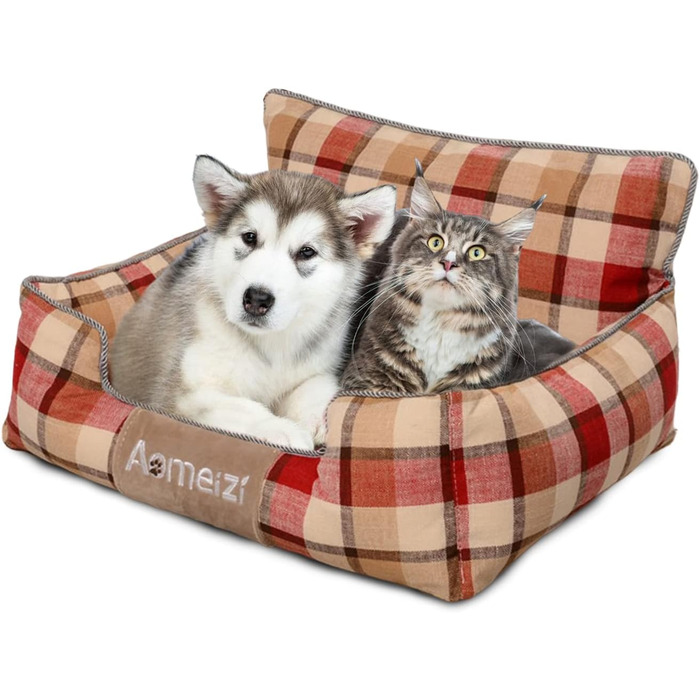 Ортопедичне ліжко для собак PETCUTE - зручне та миюче, для середніх та великих собак, з підголовником (червоне)