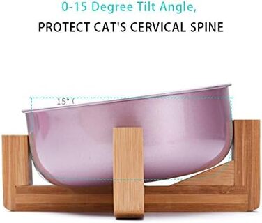 Миска для кормів домашніх тварин La La Pet, годівниця для собак та котів, нержавіюча сталь, бамбук, помаранчевий колір, одиночна миска