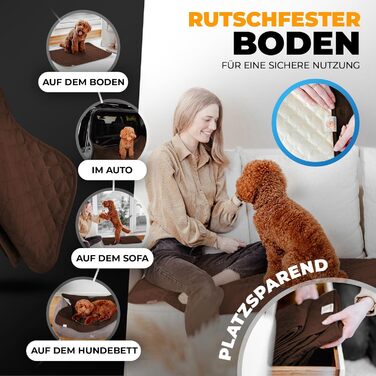 Водонепроникний килимок для собак - міцний килимок для захисту дивану та ліжка - нековзний килимок для собак, підходить для великих собак - можна прати в пральній машині - 100 x 80 см - коричневий