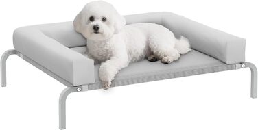 Охолоджуване ліжко для собак PawHut з знімними підсилювачами, підняте ліжко для маленьких собак, портативне, з дихаючою сіткою, сталевий каркас для використання в приміщенні та на вулиці, 90 x 65 x 30 см, світло-сірий